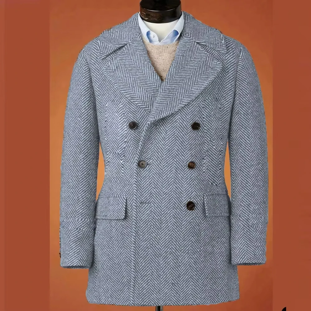 Casual blazer voor heren, visgraat, slim fit, enkele rij knopen, stijlvolle, comfortabele jas, herenjas, blazer met dubbele rij knopen, herenpak