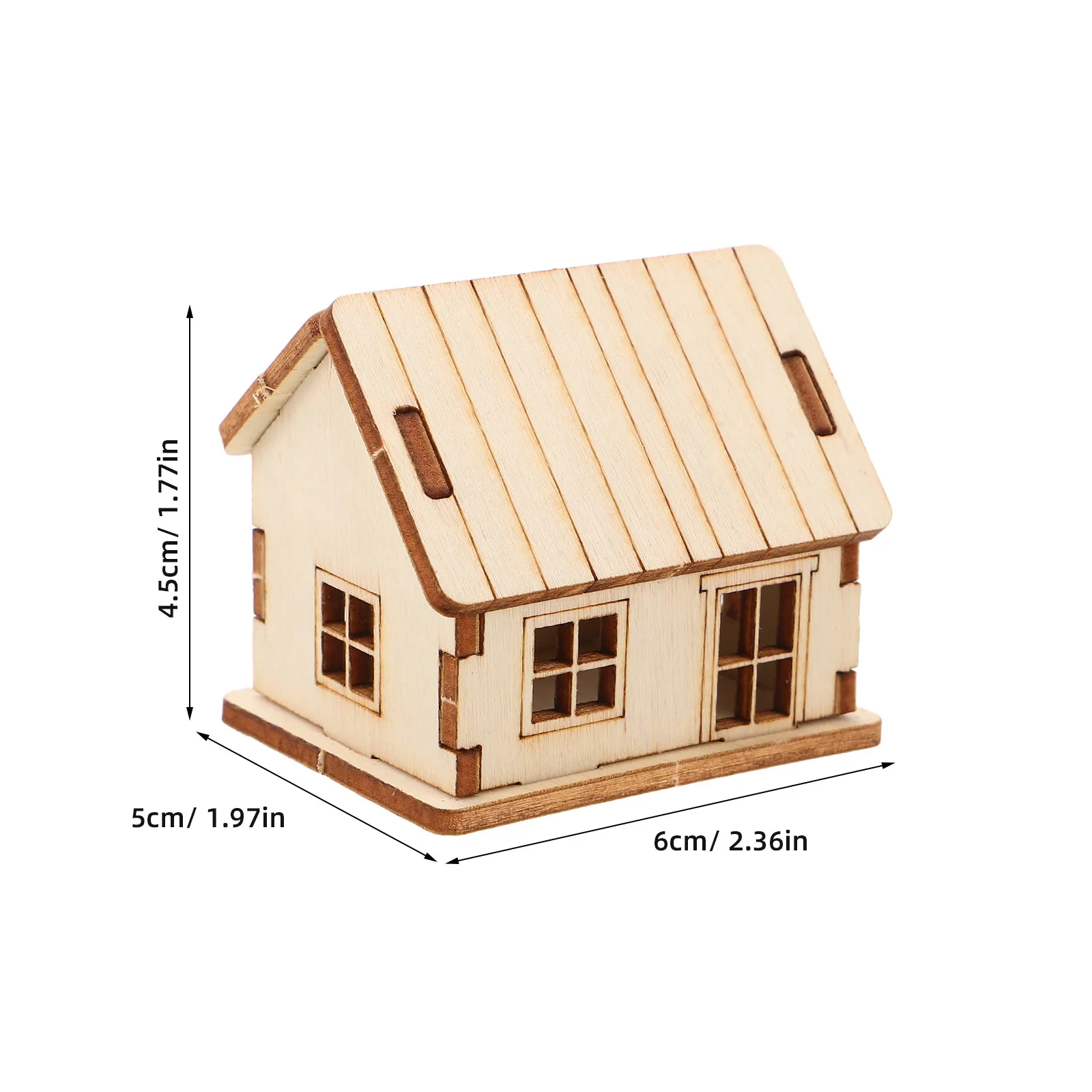 Maison miniature en bois de 2 pouces, puzzle 3D à peindre soi-même, cabane en bois vierge pour décoration de table de sable, maison en bois DIY