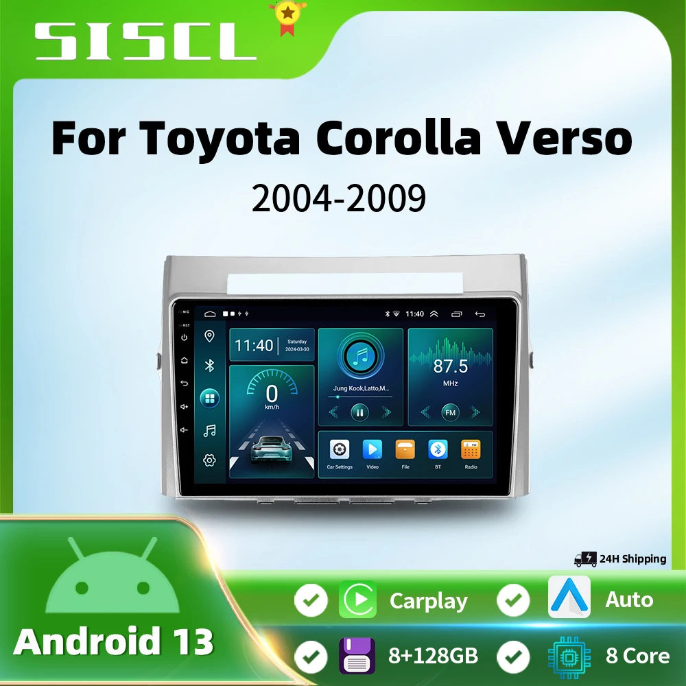 

Car Radio Multimedia Player For Toyota Corolla Verso 2004-2009 2 Din 4G Carplay Wifi Navigation GPS Android Autoradio Head Unit