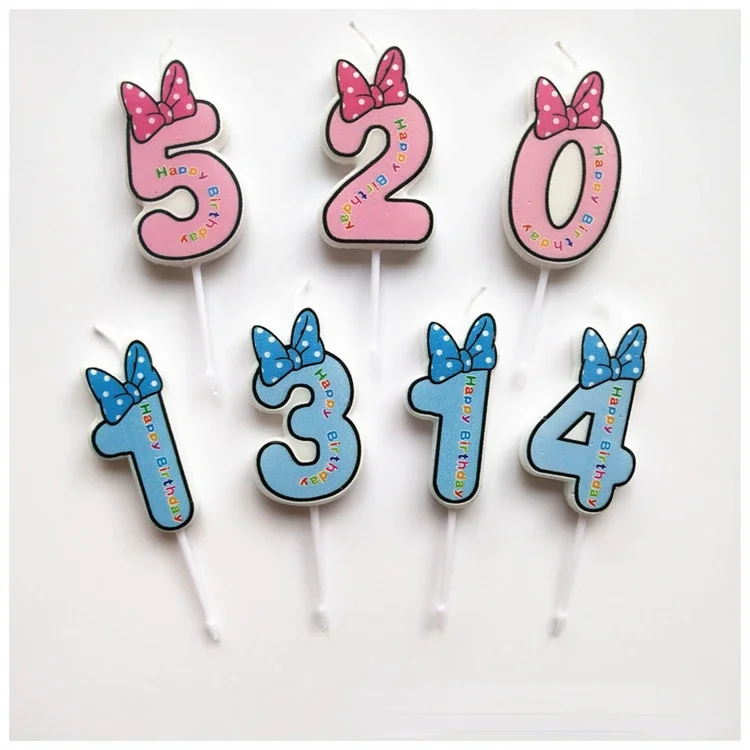 Rosa blu numeri di buon compleanno 0-9 candele simpatico cartone animato Disney Mickey e Minnie candela torta tazze ragazzi ragazze decorazioni per