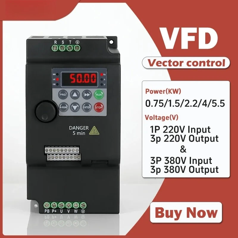 Inverter VFD 0.75KW 1.5KW 2.2KW 4KW 5.5KW Frequency Inverter 1PH/3PH 220V 380V Output Converter Variable Frequency Drive