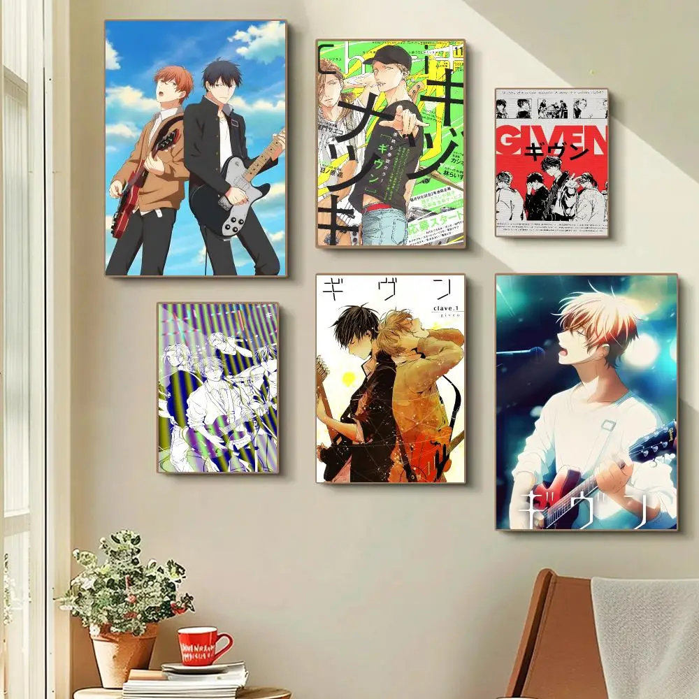 Given anime Poster Self-adhesive Advanced Aesthetic Printing Paper Wall Art for Living Room Home Decor