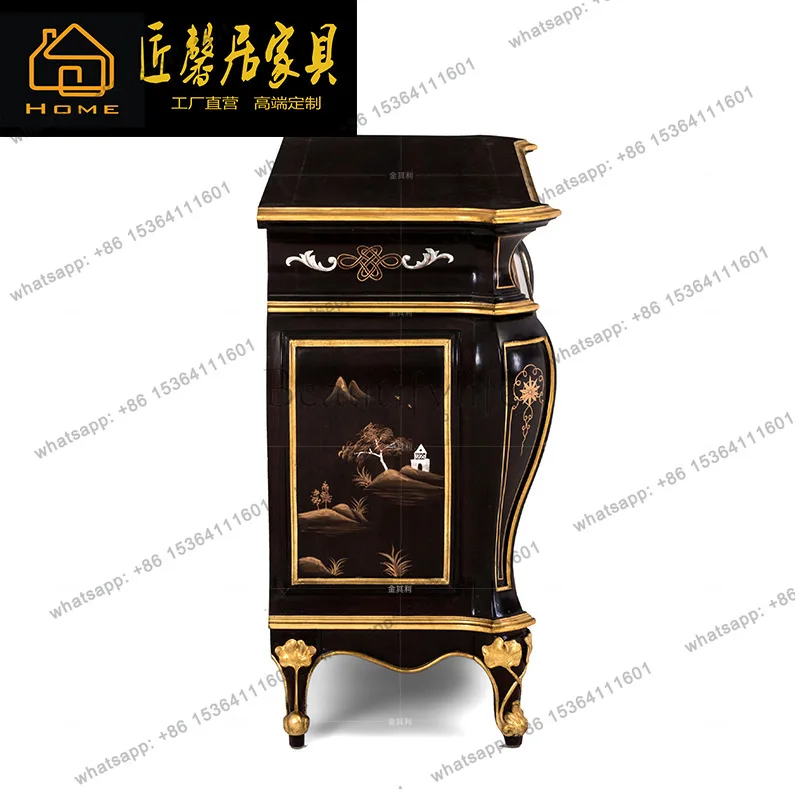 English solid wood painted foyer cabinet villa club model room furniture