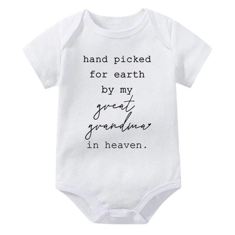 Hand Picked For Earth By My Great Grandma/Great Grandpa In Heaven Baby Rompers Cotton Toddler Newborn Bodysuit Baby Shower Gift