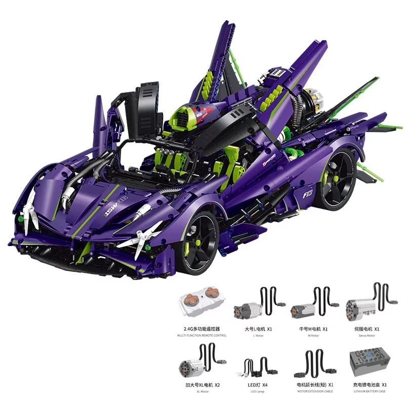 

GULY 10614 Креативные строительные блоки суперкара EVO 1:8, модель с дистанционным управлением, 3664 шт., городские MOC Tech, строительные блоки, подарок для мальчика