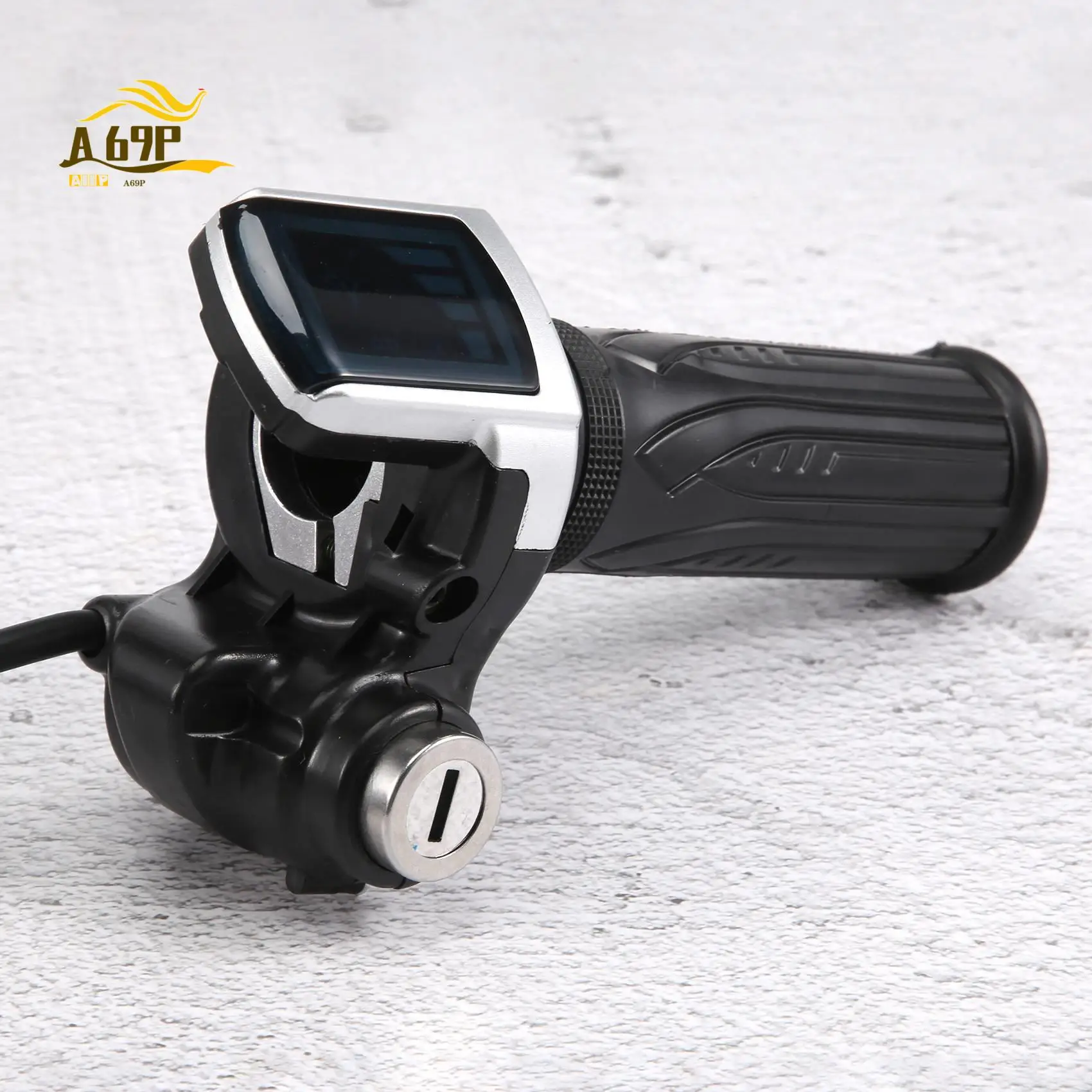 

A69P-Bike Twist Throttle For Electric Bike Throttle 36V Gas Handle Throttle LCD Display Lock Key