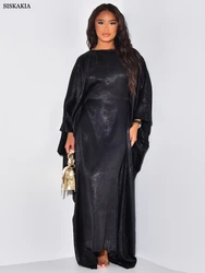 Siskakia Muslim Fashion Solid Abayas Bat Sleeve Elegant Casual Dress Kimono Maxi Kaftan Dress Abayas For Islamic Women Clothing