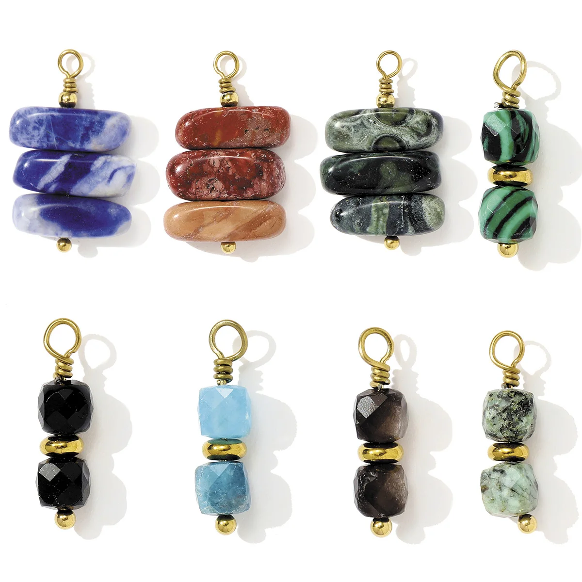 

3pcs/Lot Stainless Steel Natural Stone Pendants Charms for DIY Fashion Jewelry Making Braided Bracelet Accessories