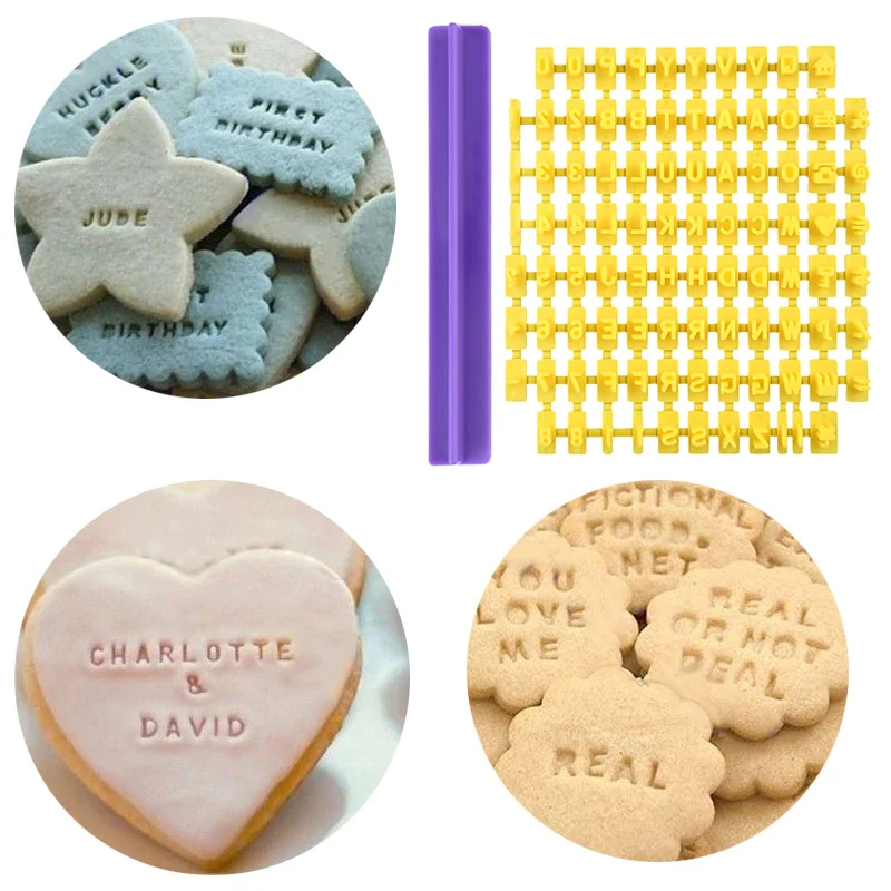 Alphabet Number Symbols Biscuits Mold DIY Press Stamp Baking Mould Embosser Cutter Fondant Mould Cookies Cake Stencil Tools