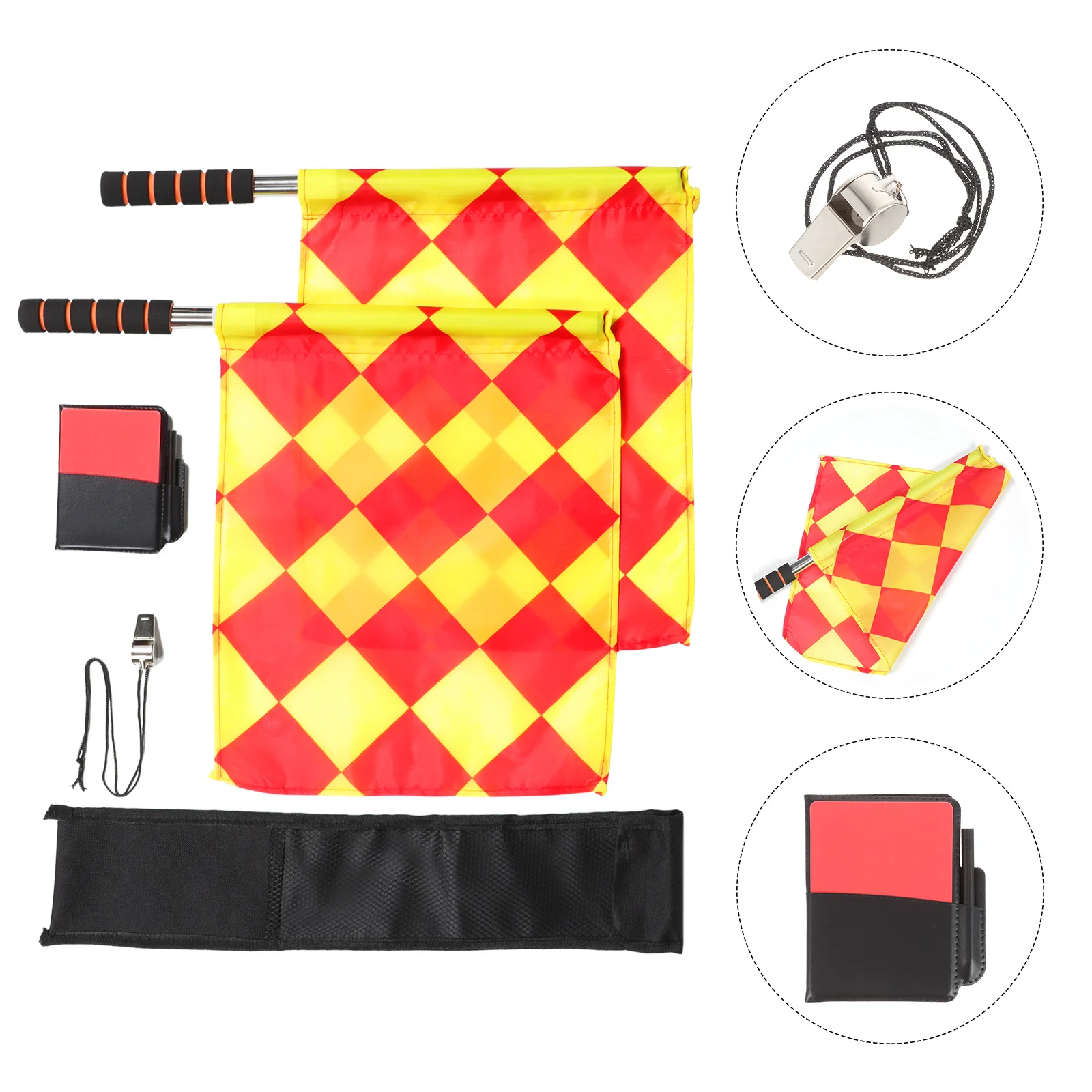 Flag Referee Banner Set Whistle Soccer Flags Challenge Metal Race Conducting Match Signal