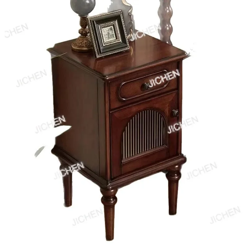 

JCAmerican solid wood bedside table Small apartment French bedside table Bedroom locker Retro antique storage cabinet