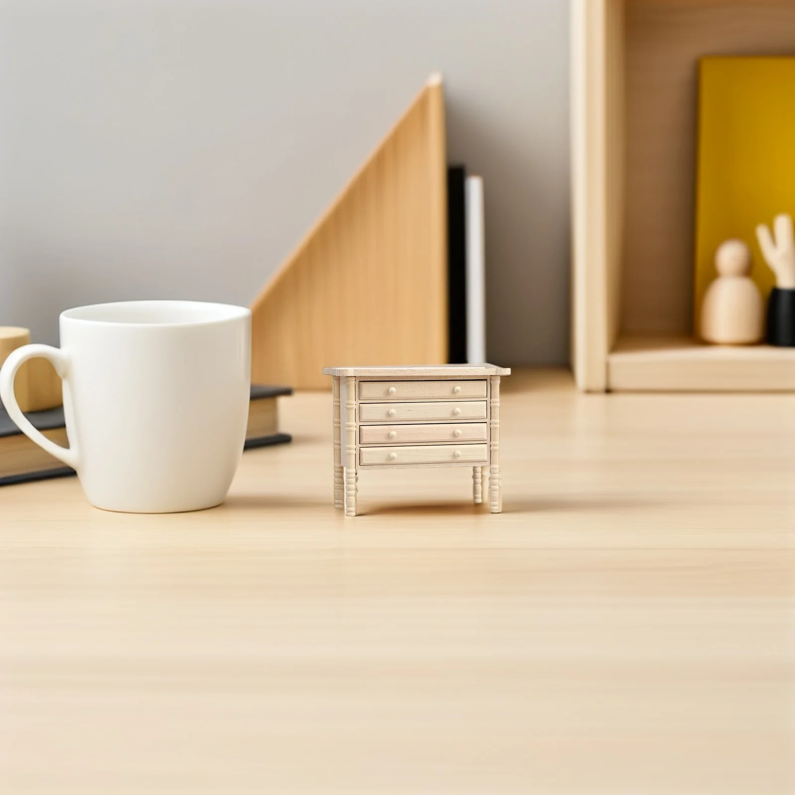 Mini cajonera de madera para almacenamiento, muebles de microescena, adornos, cómoda pequeña DIY, decorativa para casa de muñecas
