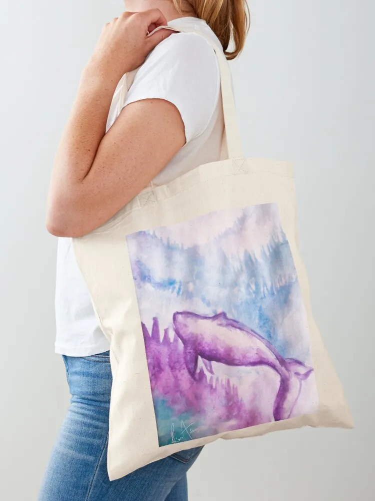 

Flying Whale Over The Mist Tote Bag shopper bags eco bag folding shoping bag shopping logo
