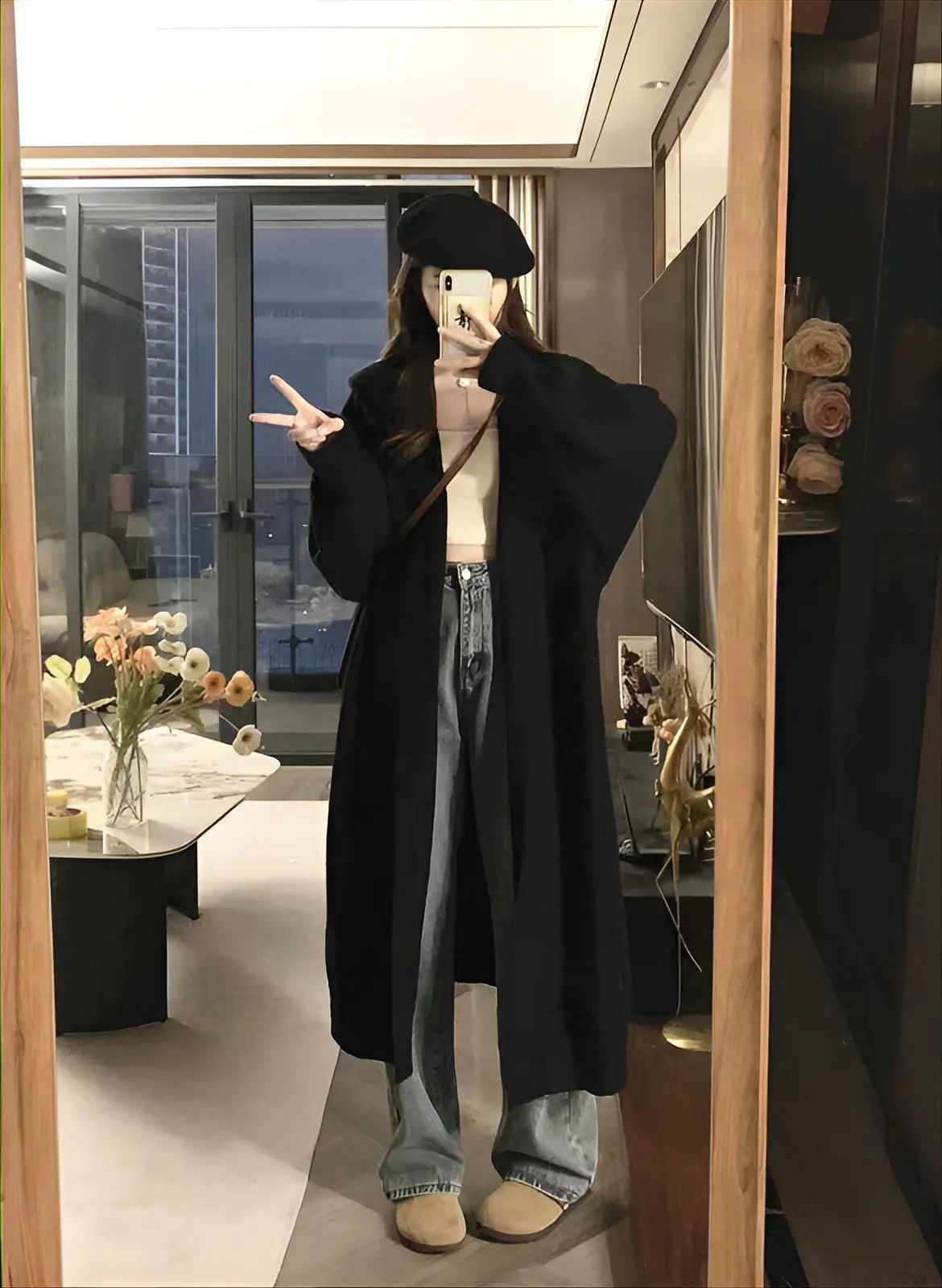 

Mid-Long Cardigans Hood Womens Winter Chain Hoody Outfit Closure Vintage Fair-Isle High-End Knitthing Bows Leisure Mohair Tender