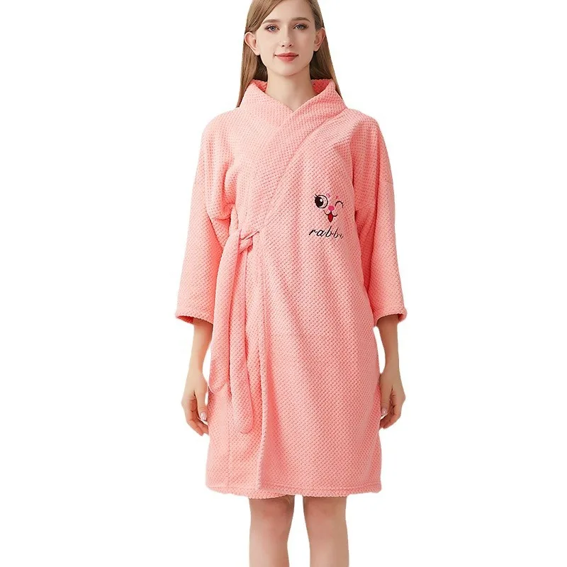 2024 New Female Sleepwear Water Uptake Kimono Home Bathrobe Gown Loose Coral Fleece Bath Towel New Winter Quick Drying Robe