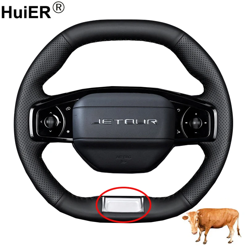 

Cow True Leather Hand Sewing Car Steering Wheel Cover For Jetour Dashing 2023 2024 Leather Original Steering Wheel