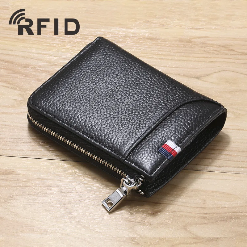 YETTIES RFID Blocking Men's Leather Wallet, Top Grain Cowhide Short Bifold with Multi-Card Slots & ID Window, Fast Delivery