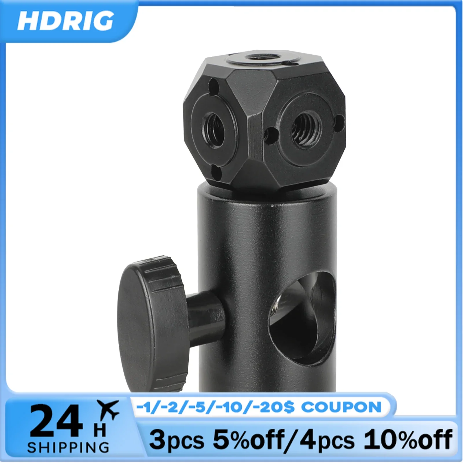 

HDRIG Magic Cubic Mount to Light Stand Adapter Versatile Tripod Screw Hole Adapter For Camera Monitor Microphone Accessories