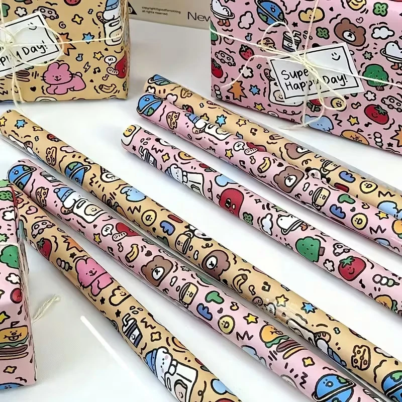 Hot Sale 3Pcs Cute Doodle-style Large Wrapping Paper,Birthday Gift Wrapping Paper,Gift Box Decorative Paper