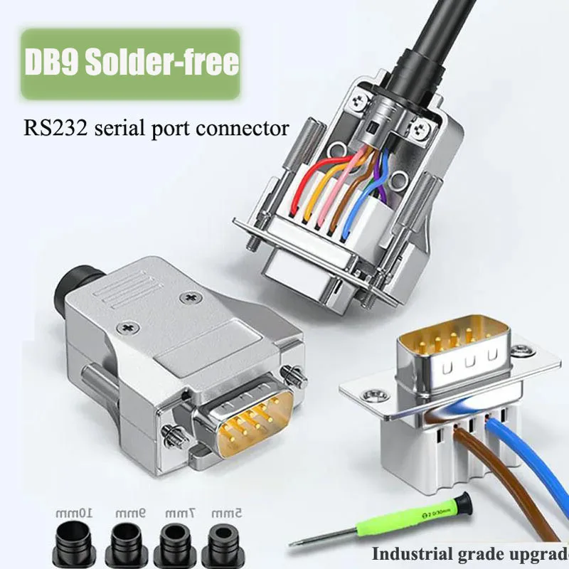 Mini DB9 RS232 Serial Port Joint Adapter 9Pin Solderless Joint Industrial Male Female Connector Upgraded 485/422 Universal Plug