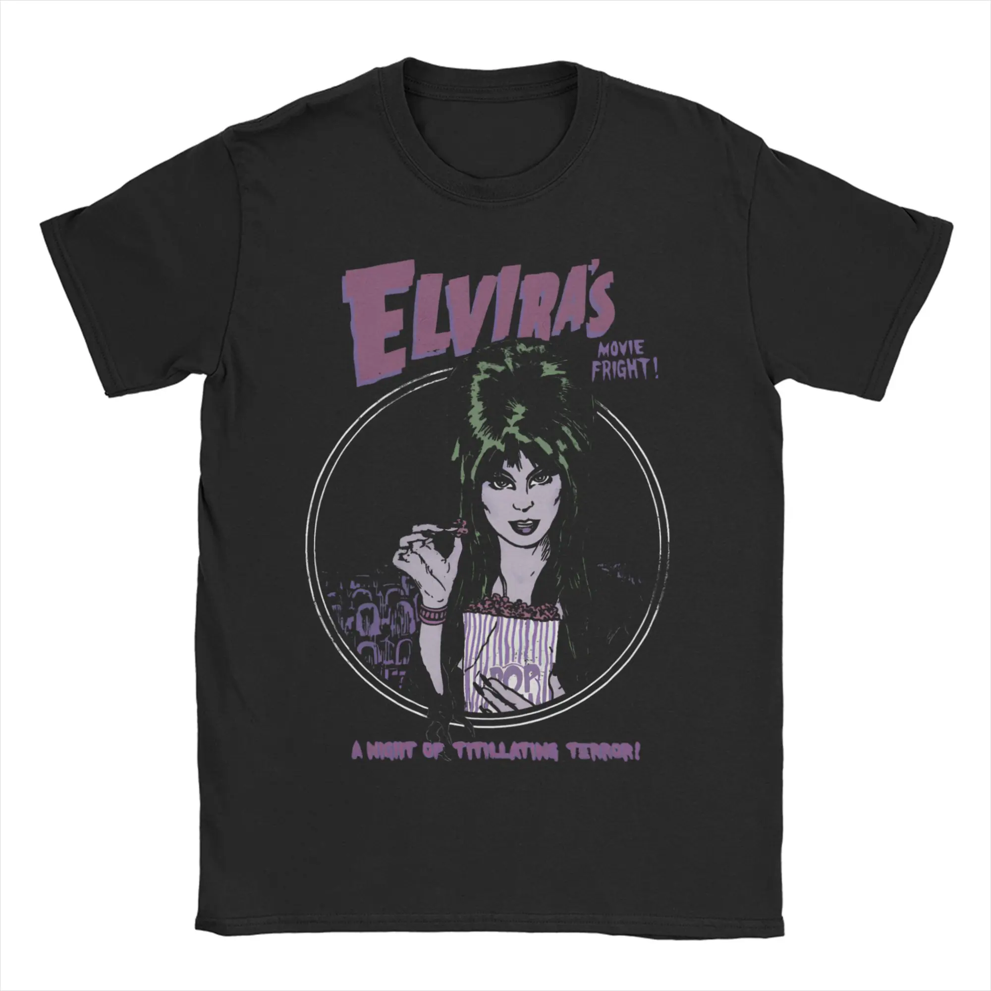Elviras Movie Fright Vintage Halftone Men Women's T Shirt  Vintage Tees Short Sleeve T-Shirt 100% Cotton 4XL 5XL 6XL Clothes