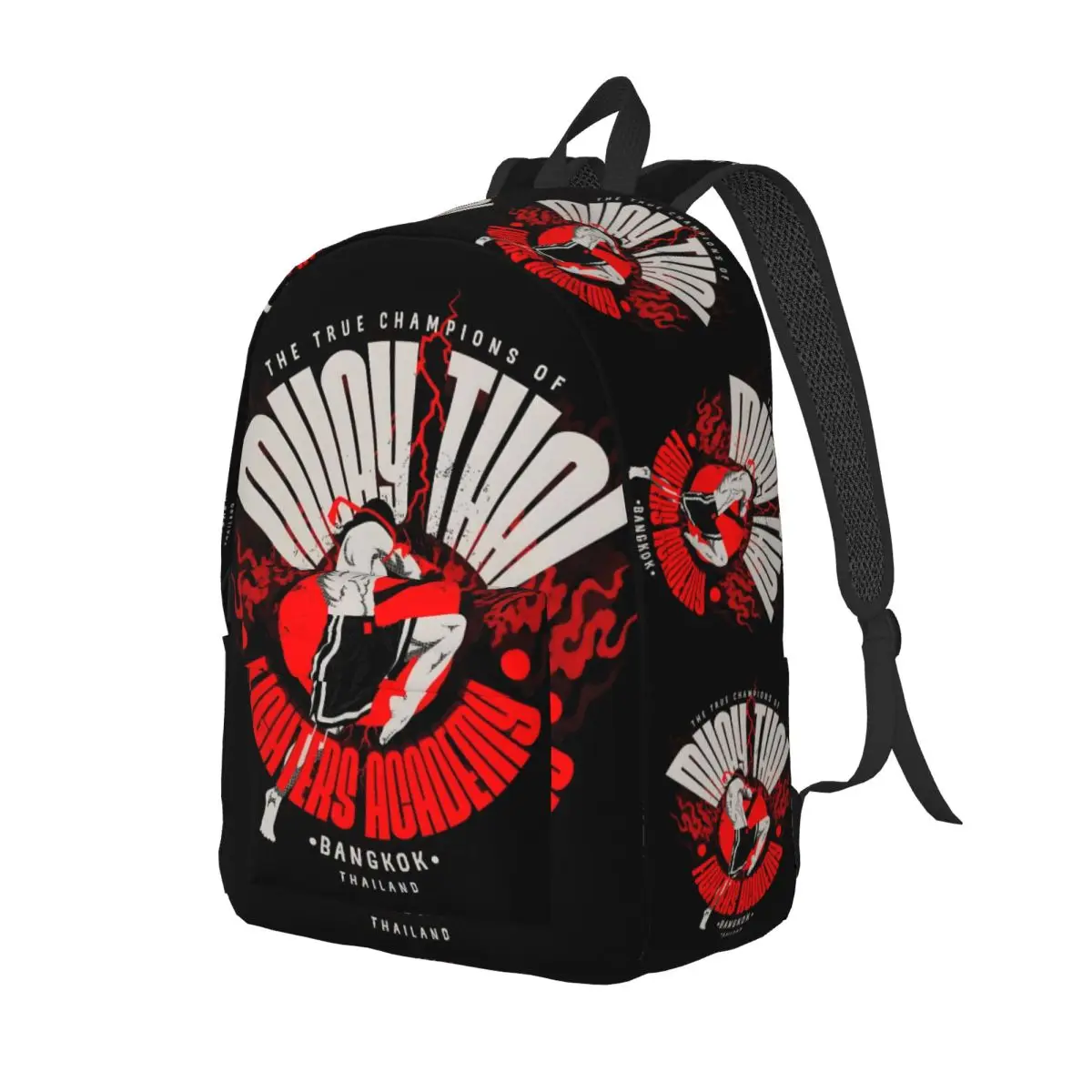 Custom Muay Thai Fighters Academy Canvas Backpack Martial Arts Fighter College School Travel Bags Bookbag Fits 15 Inch Laptop