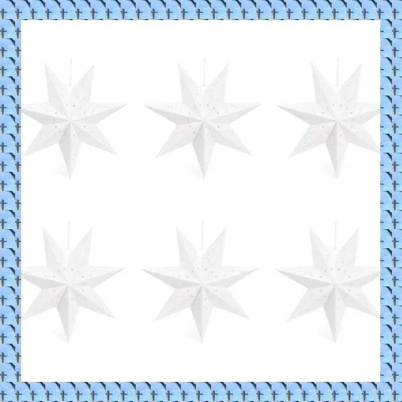 

NOCM 6X Hanging Paper 7 Pointed Star Lantern, Christmas Hanging Star Decorations For Christmas Wedding Birthday Decoration