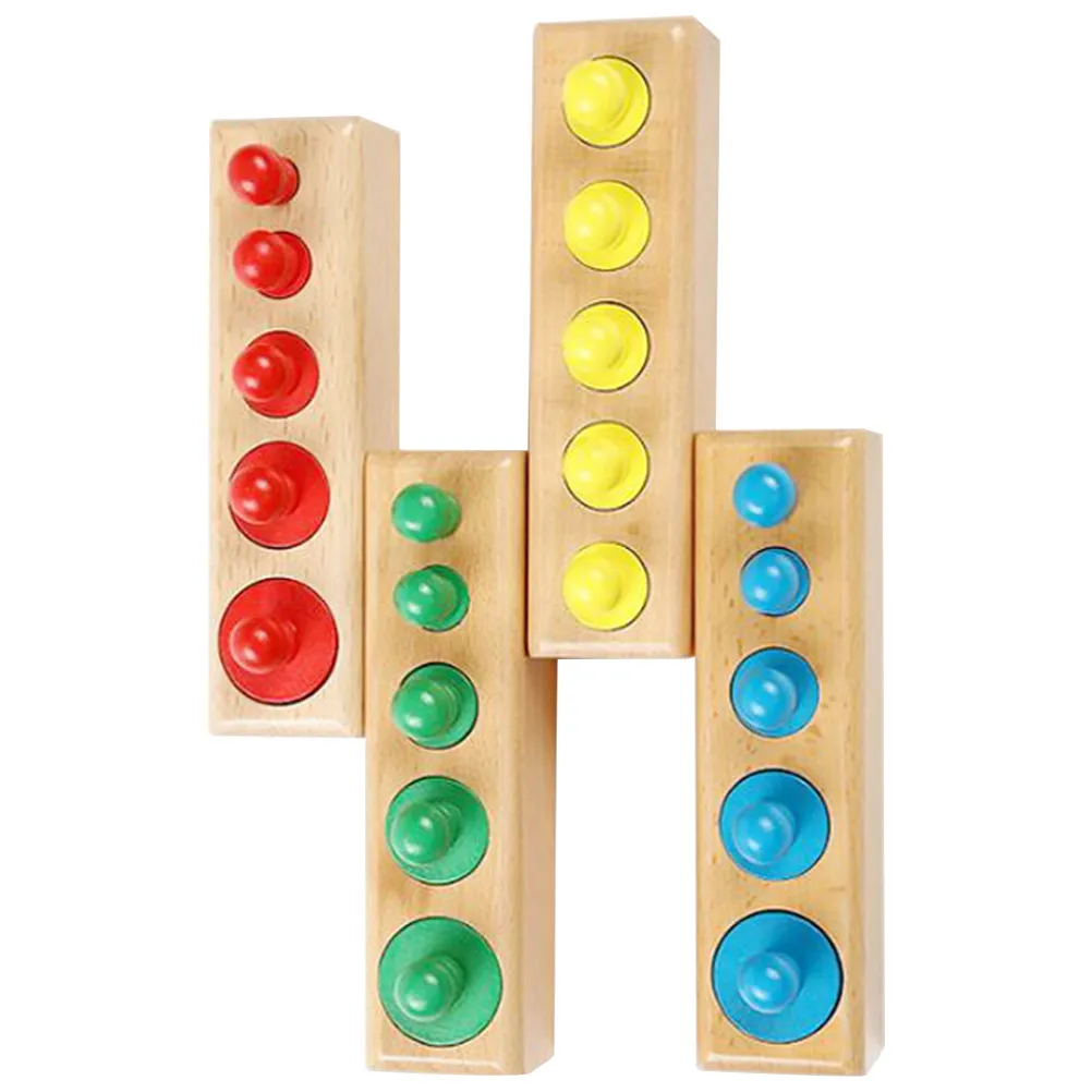 Set di 1 Cilindro con Manopola e Blocchi in Legno Montessori per l'Apprendimento del Colore e lo Sviluppo del Pensiero Creativo dei Bambini - Gioco Educativo per Genitori e Figli