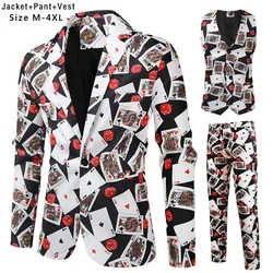 Luxury Men Suit 3 Piece Fashion Business Party Mens Paisley Formal Suits Sets Jacket + Vest + Pants Slim Fit Dress Men Clothing