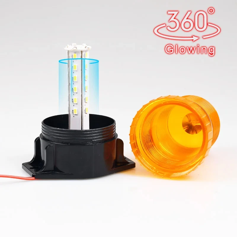 12V-24V LED High Power Emergency Warning Light 360ยฐ Rotating Flash Red Yellow Blue Work Light Forklift Car Work Signal Lamp