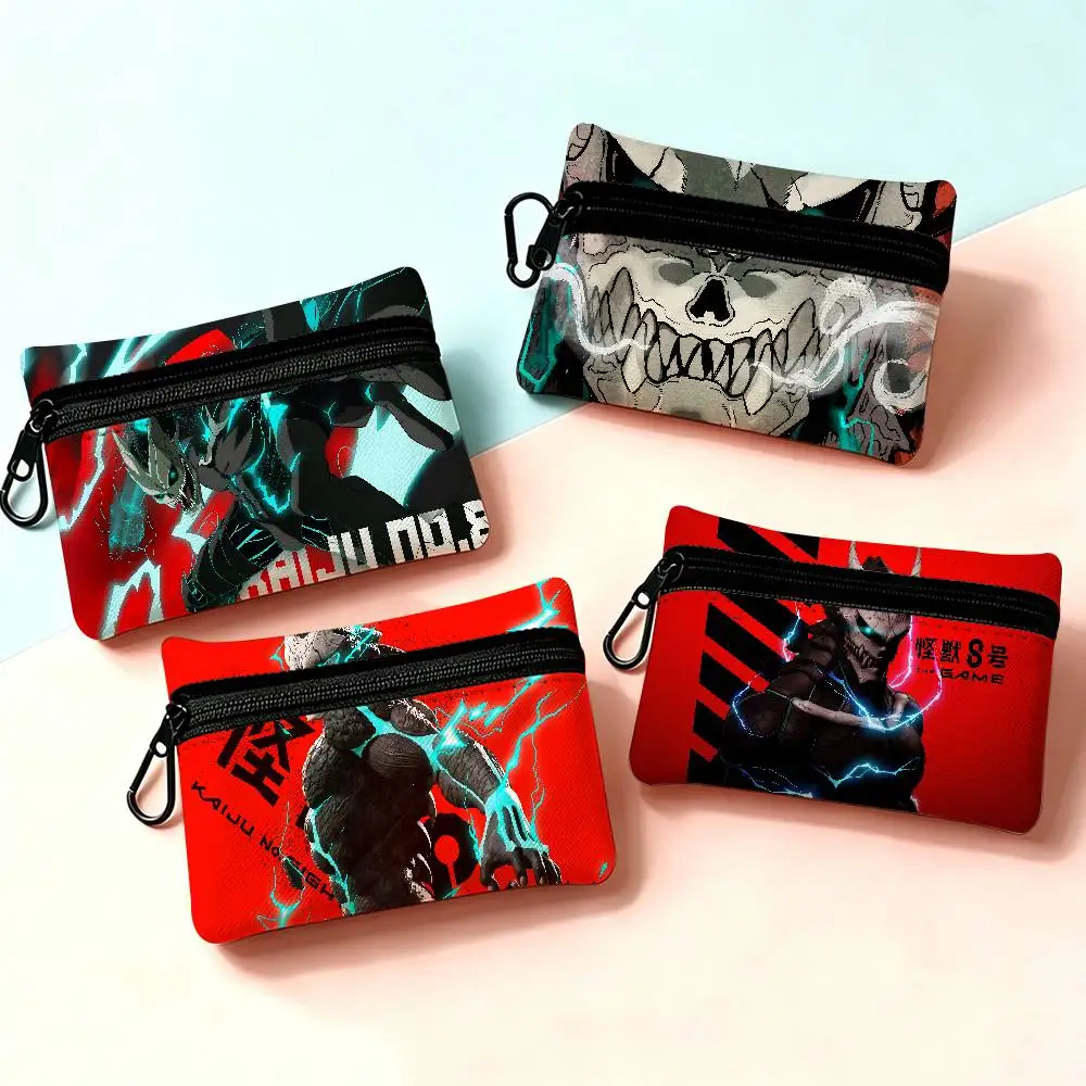 Anime monster K-Kaiju No 8 Oxford Fabric Mini Coin Wallet Smooth Zipper Hanging Design Multi-use Small Storage Bag For Travel