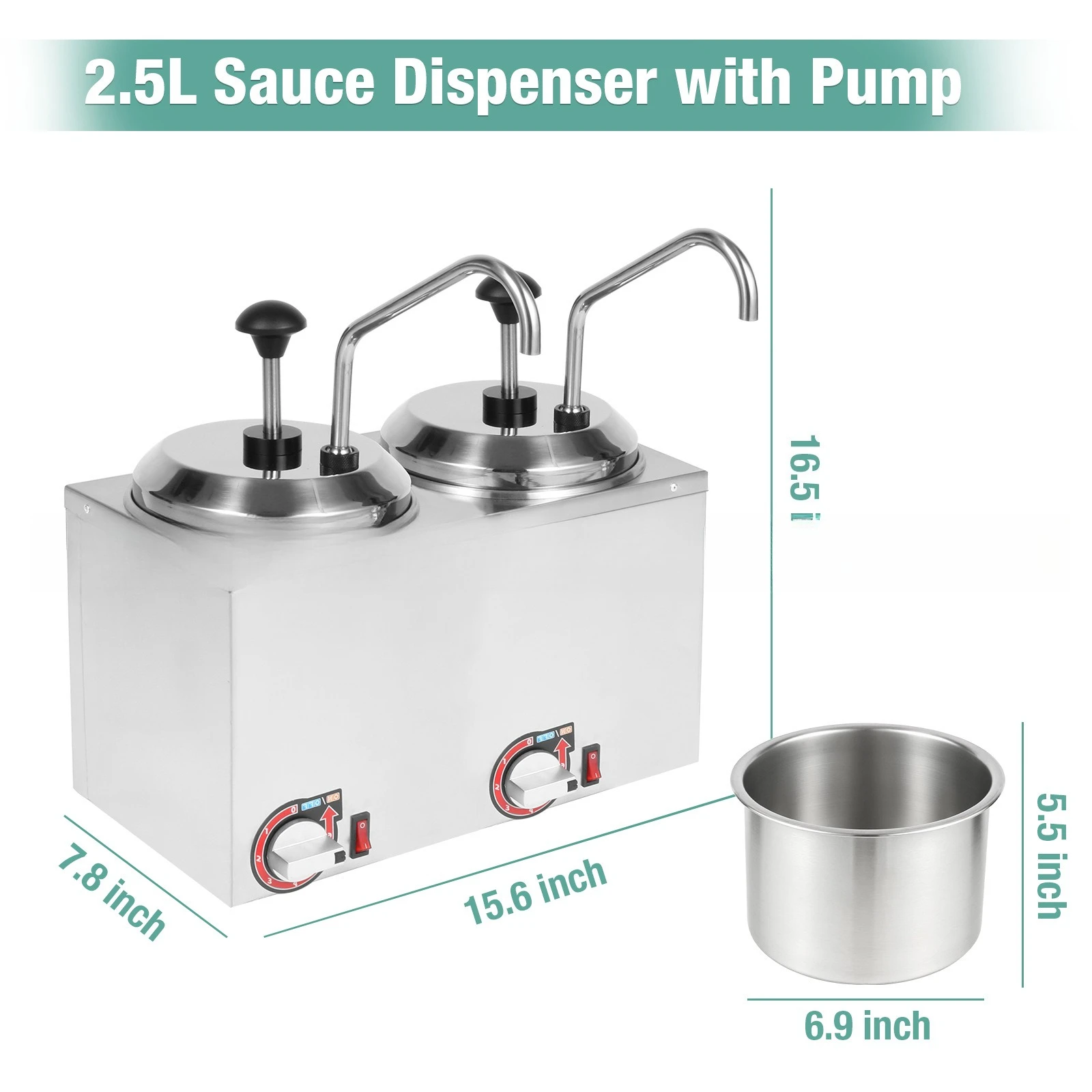 Electric Cheese Cheese Machine Dispenser Double Head Square Stainless Steel