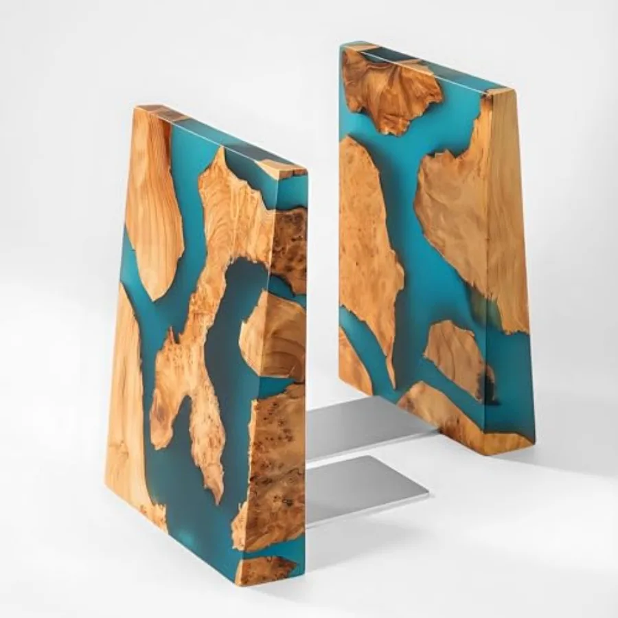 

Светящиеся в темноте деревянные подставки для книг, светящиеся книжные упоры для полок с отделкой из коряги и смолы, декоративные ограничители для книг