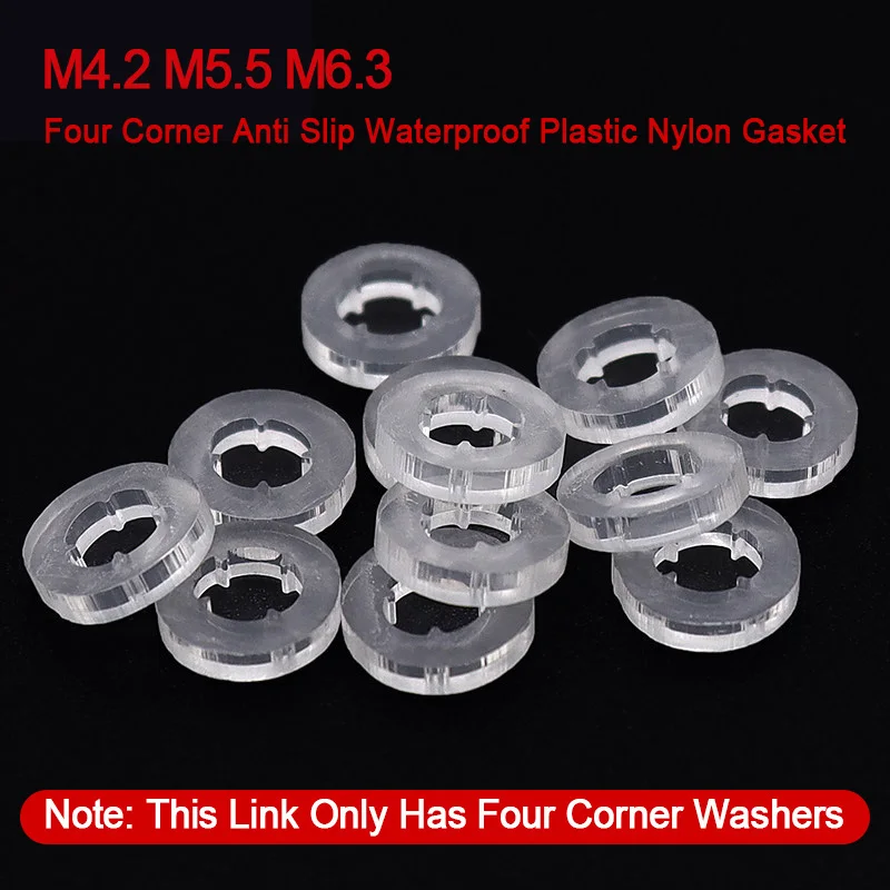 Four-Corner Anti-Slip Waterproof Nylon Washers M4.2/M5.5/M6.3 Plastic Gaskets Compatible With Hexagonal Drill Tail Screws