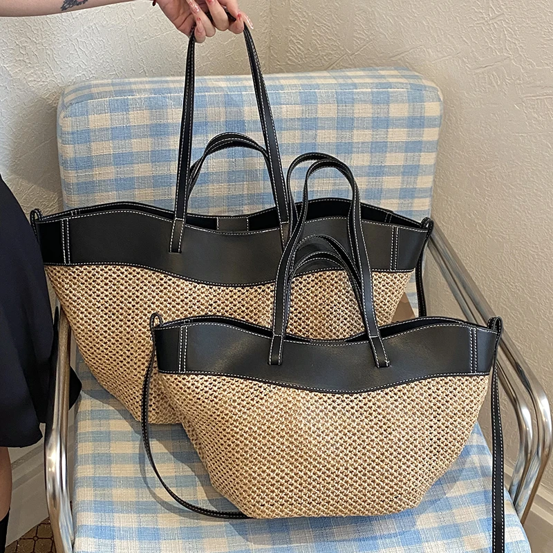 

Fashion Hobo Bag Designer Straw Beach Shoulder Bag Female Large Capacity Shopping Bag Summer Bohemian Travel Tote Ladies Handbag