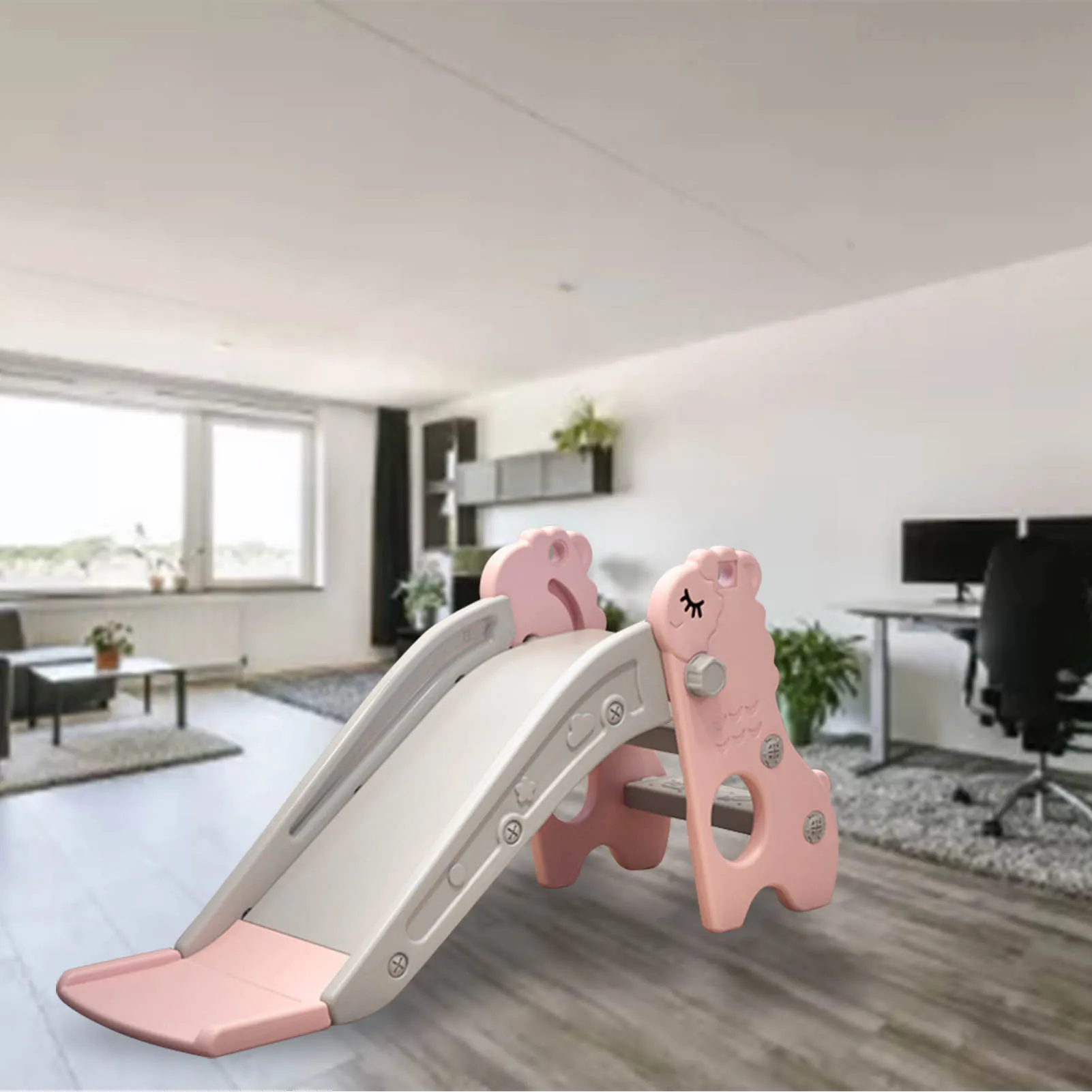 Kids Indoor Sliding Slide Freestanding Folding 2 Stairs Stable Base Climber Play Slide for Toddlers Kids Indoor Sliding Slide