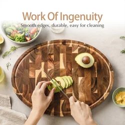 XINZUO Acacia Wood Cutting Board Cut Bread Fruit Meat Quality Kitchen Wooden Chopping Blocks Non-slip Kitchen Tools