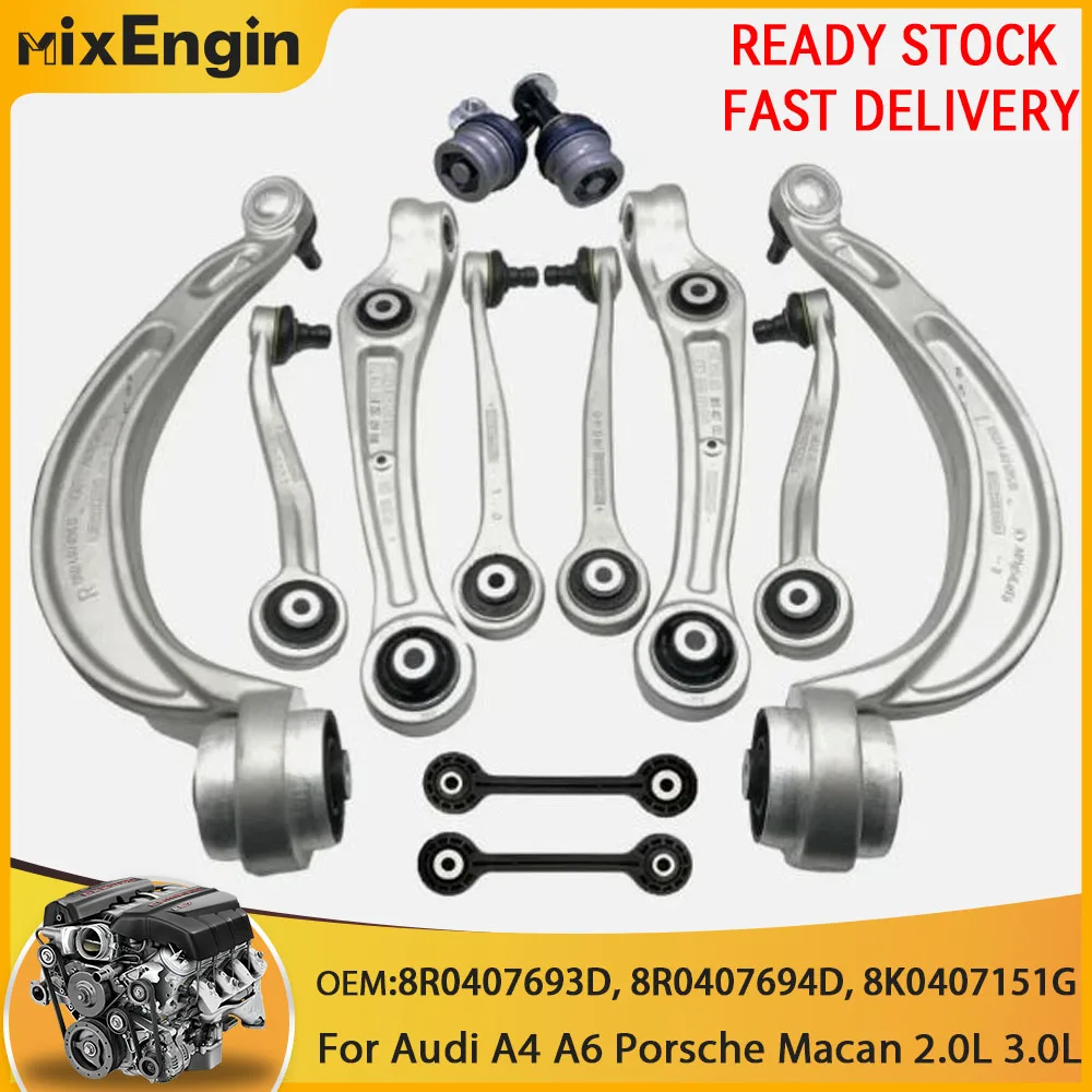 12pcs Front Control Arm Ball Joint Kit For Audi A4 A5 A6 A7 B8 C7 C6 RS6 Porsche Macan 95B 2.0L 3.0L V6 GAS 2008-2015