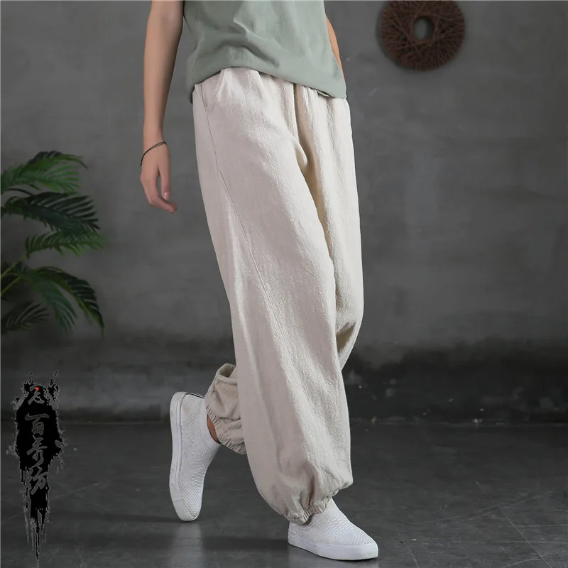 

Cotton and linen women's clothing new Zen tea clothing sand washing retro improved bloomers trousers fashion casual simple tempe