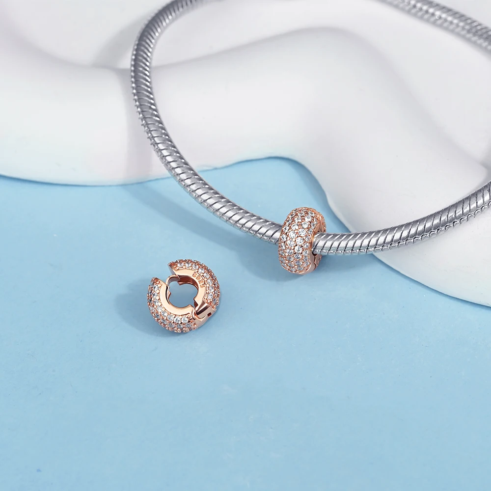 925 Sterling Silver Rose Gold Charms Beads Fit Original Bracelets Bag Keychain Charms Beads Pendant Diy Women Jewelry Gift view 4