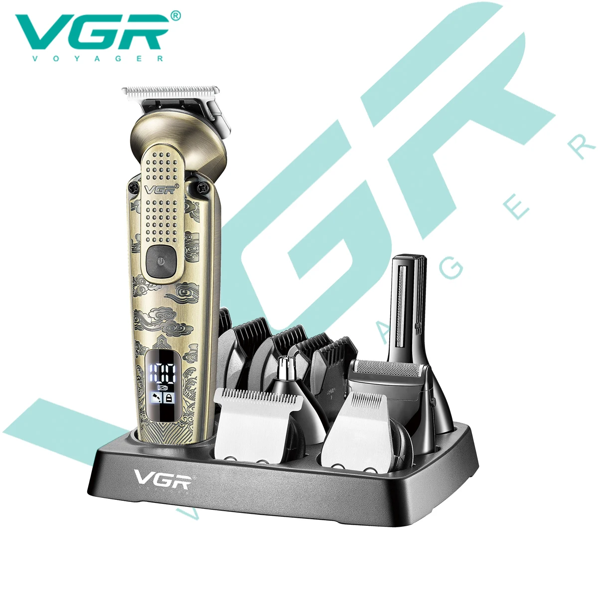 

VGR V-095 6-в-1 Металлический ретро-многофункциональный набор для стрижки и ухода за волосами, мужская бритва, триммер для волос в носу, удаление волос на всем теле