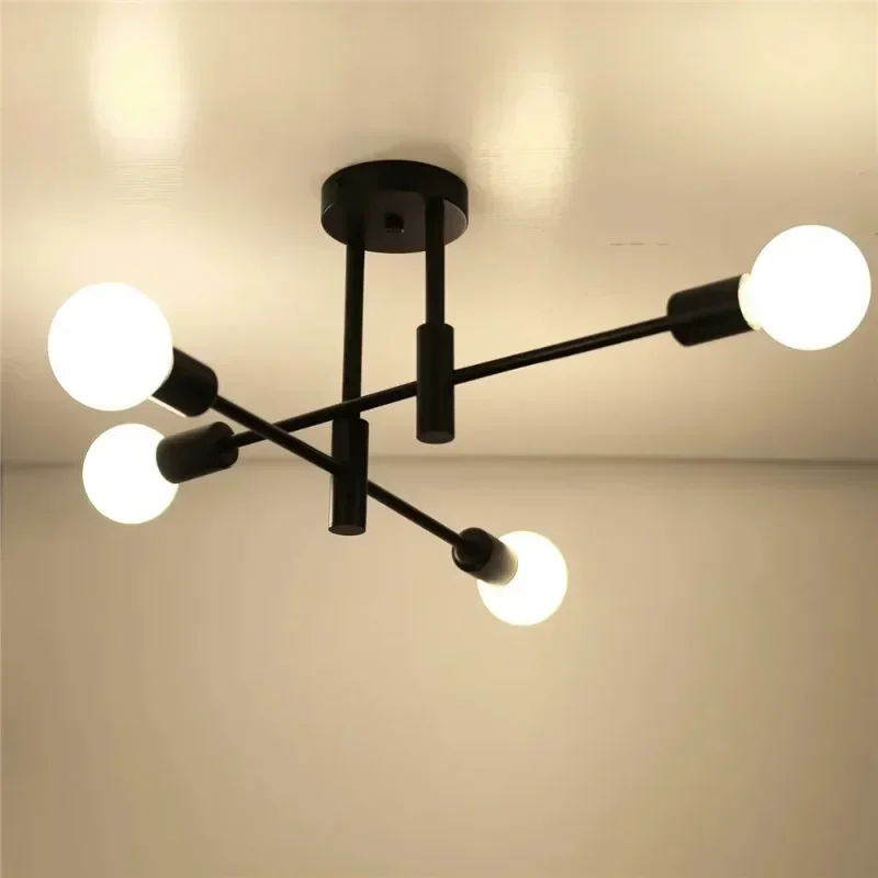 Modern Nordic Branch Ceiling Chandelier Black/Glod E27 Minimalism Living Room Shop Lighting E27 Iron Indoor Line Pendant Lamp