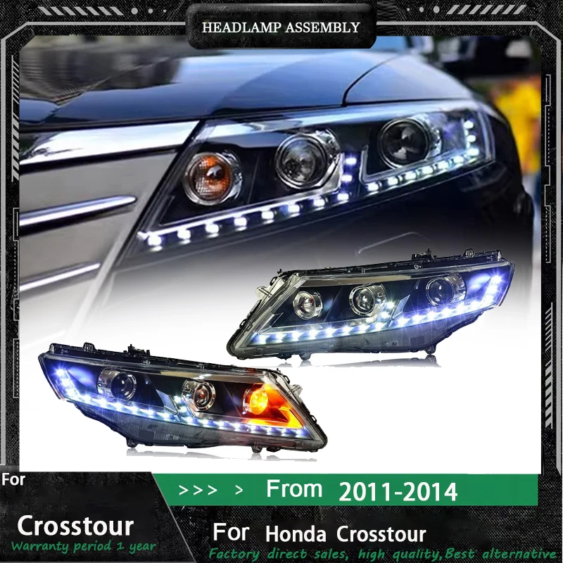 

for Honda Auto Parts For Honda Crosstour 11-14 Headlights LED Turn Signal High Beam Angel Eye Projector Lens Near light low beam