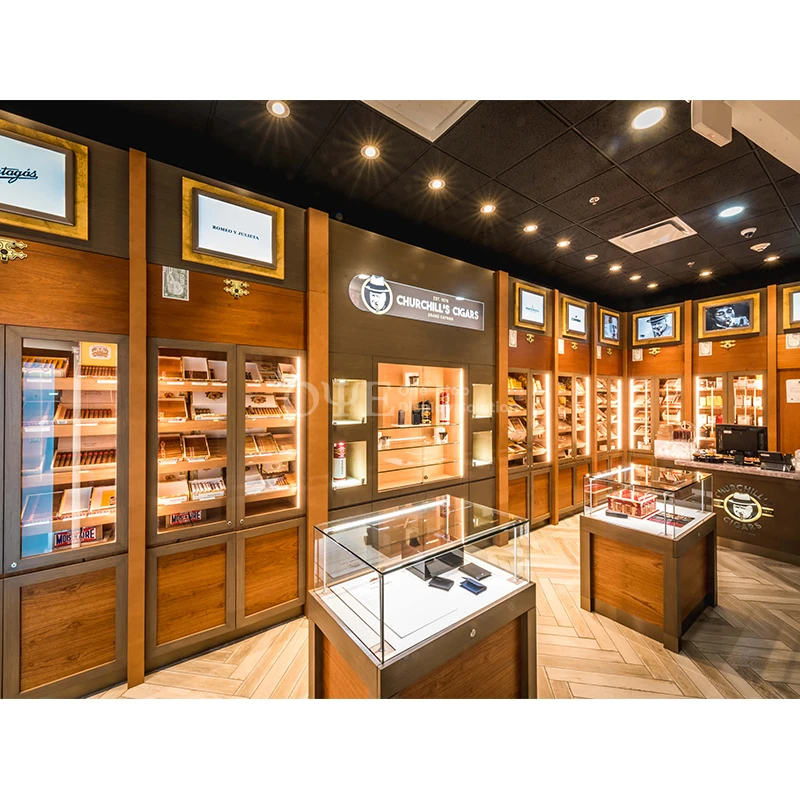 custom.Spanish cedar wood cigar cabinet glass display showcase smoke shop cigar shop display cases