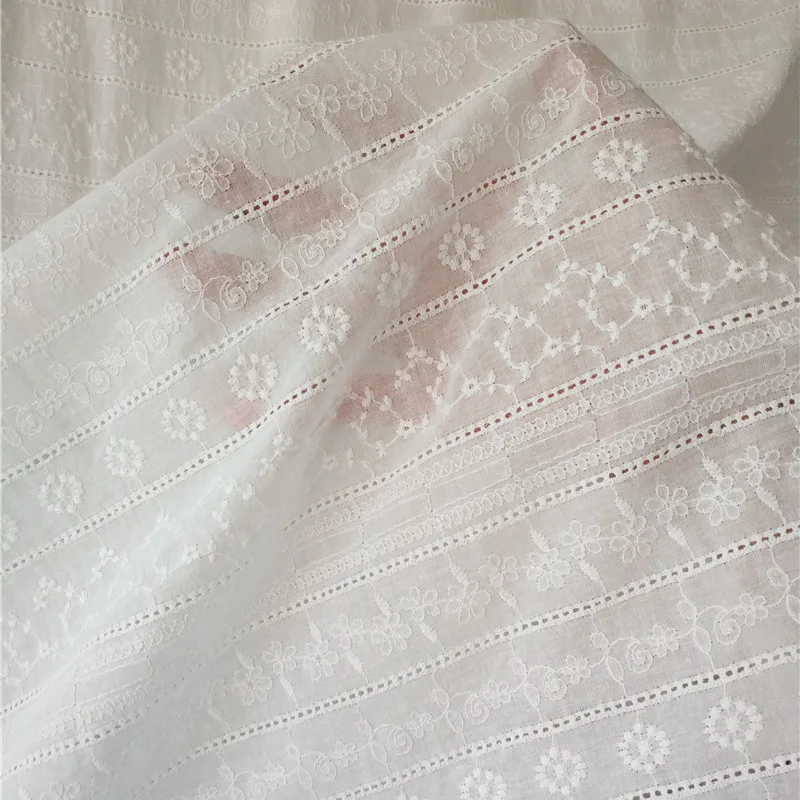 

Small daisy cotton cloth striped cut-out lace embroidered fabric DIY shirt tops children's handmade curtain tablecloth