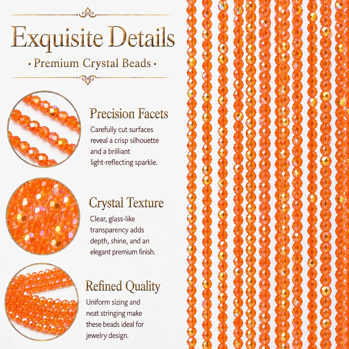 3mm 135-405Pcs ABcolor Orange-red Round Faceted Crystal Glass Beads for DIY Bracelets Necklaces Keychains Various Jewelry Making