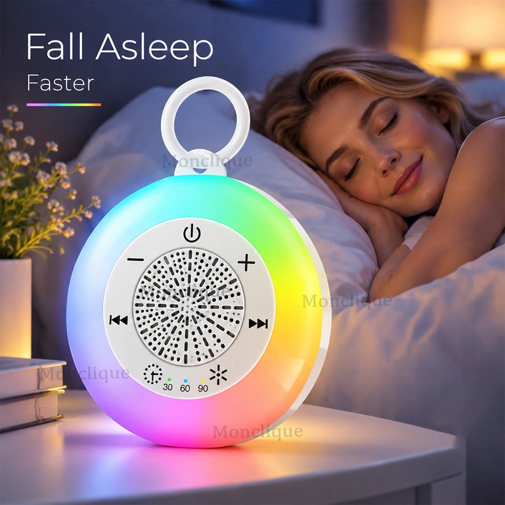 White Noise Machine Portable Quick Sleep Aid Light 22 Soothing Sound Effect 3-speed Timer Relax Mood Anti-fatigue Pedal Reminder
