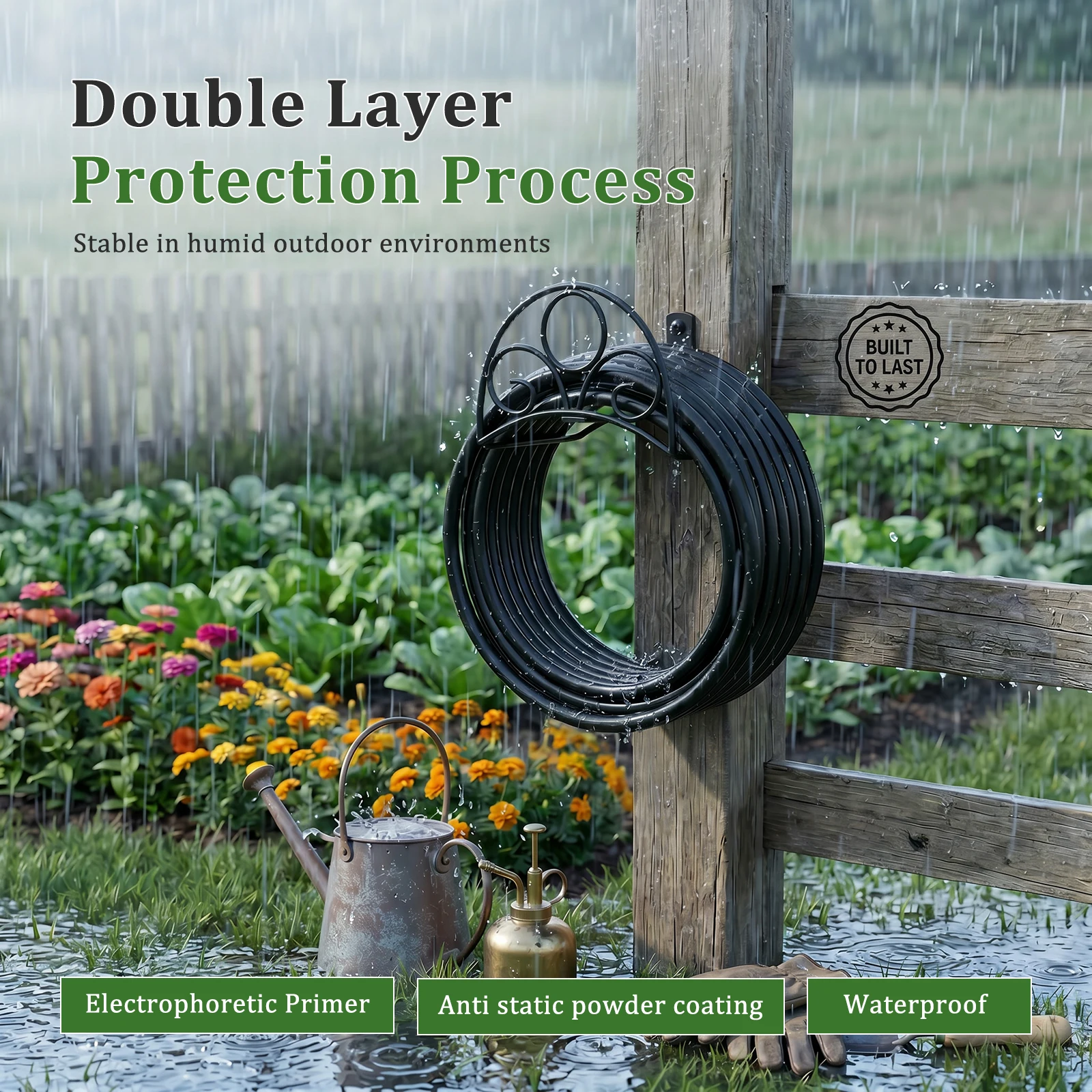 Garden Hose Holder Heavy Duty Metal Wall Mount Anti Kink Hose Hanger Rack 70lbs Capacity Weatherproof Storage for Yard Garage