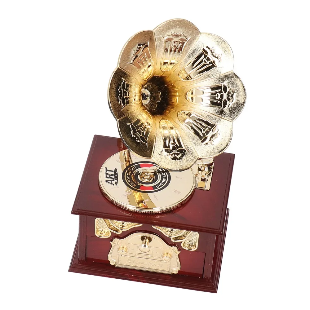 ABS Gramophone Music Box Mechanical Retro Mini Size Phonograph Music Box Music Box Exquisite Clockwork Music Box Figurine
