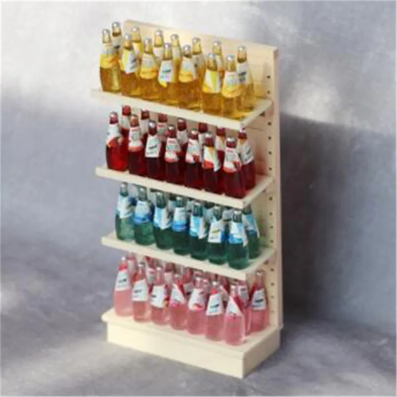 1 Stück Holz-Puppenhaus im Maßstab 1:12, Miniatur-Supermarktregale für Essen, Getränke, Präsentation, Kuchenzähler, Vitrine